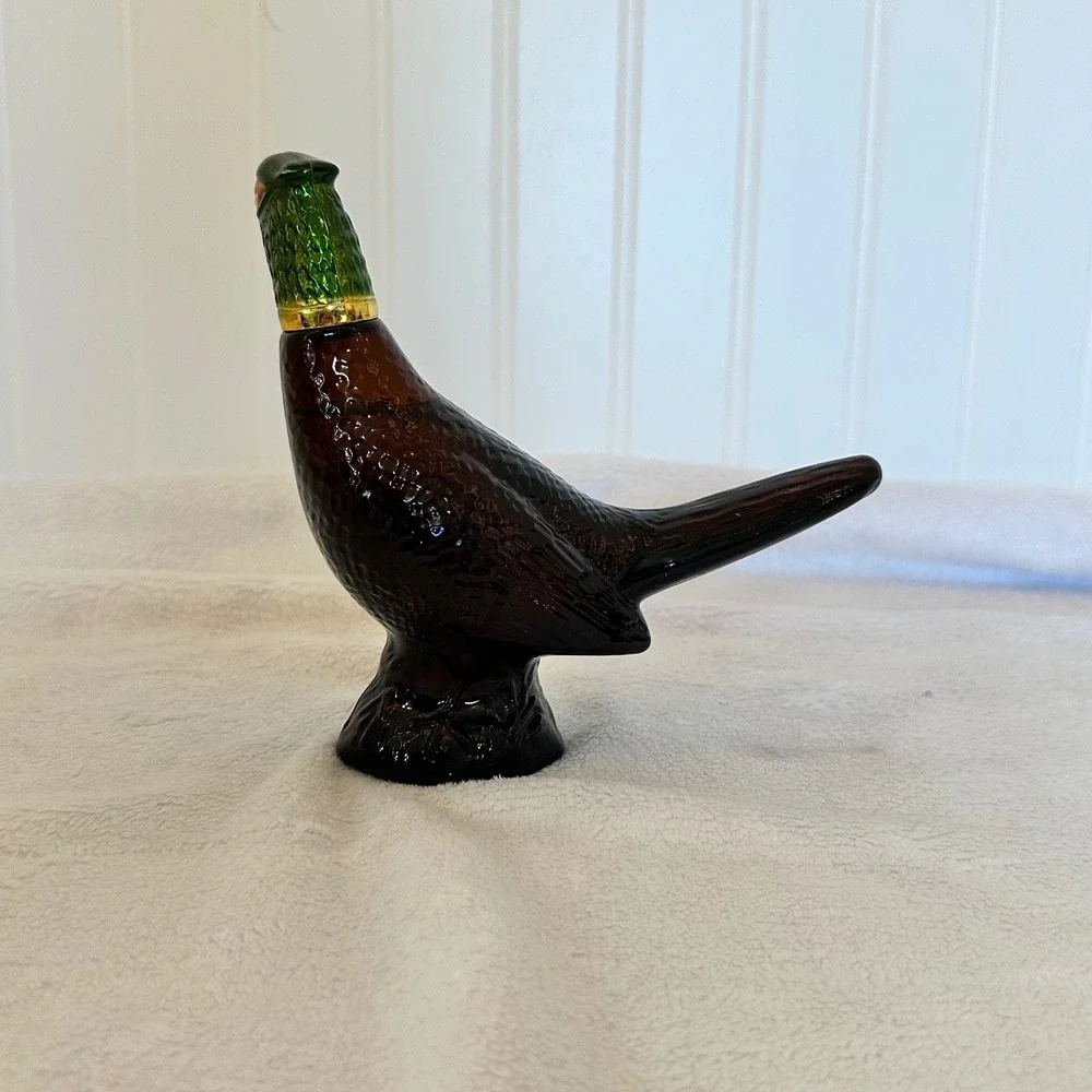Avon Pheasant Decanter Men 5oz Brown Green Excellent Vintage‎ Glass After Shave